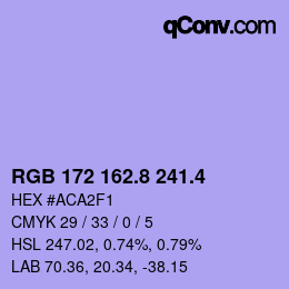 カラーコード: RGB 172 162.8 241.4 | qconv.com
