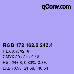 カラーコード: RGB 172 162.8 246.4 | qconv.com