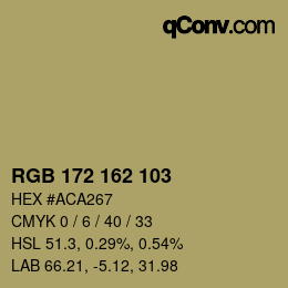 Color code: RGB 172 162 103 | qconv.com