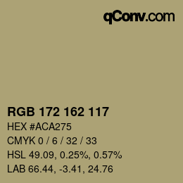 カラーコード: RGB 172 162 117 | qconv.com