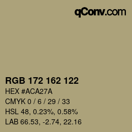 颜色代码: RGB 172 162 122 | qconv.com