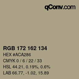 Color code: RGB 172 162 134 | qconv.com