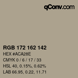 Color code: RGB 172 162 142 | qconv.com