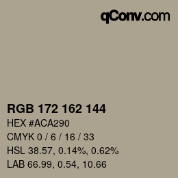 颜色代码: RGB 172 162 144 | qconv.com