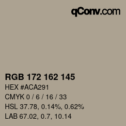 Color code: RGB 172 162 145 | qconv.com