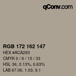 Color code: RGB 172 162 147 | qconv.com