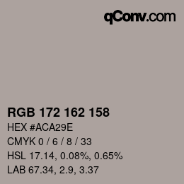 カラーコード: RGB 172 162 158 | qconv.com