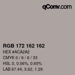 カラーコード: RGB 172 162 162 | qconv.com