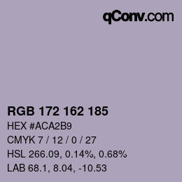 颜色代码: RGB 172 162 185 | qconv.com