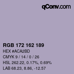 カラーコード: RGB 172 162 189 | qconv.com