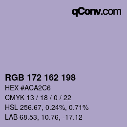 Color code: RGB 172 162 198 | qconv.com