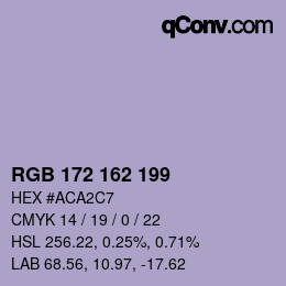 Color code: RGB 172 162 199 | qconv.com