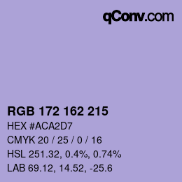 Color code: RGB 172 162 215 | qconv.com