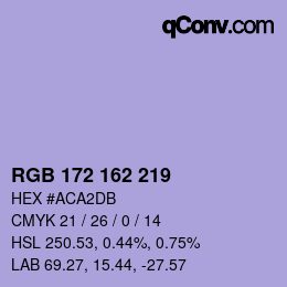 カラーコード: RGB 172 162 219 | qconv.com