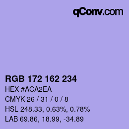 カラーコード: RGB 172 162 234 | qconv.com