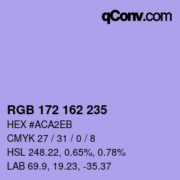 Color code: RGB 172 162 235 | qconv.com