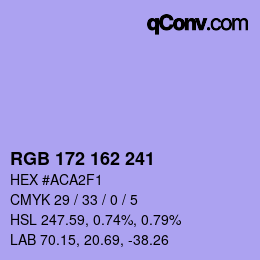 Color code: RGB 172 162 241 | qconv.com