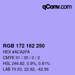 Color code: RGB 172 162 250 | qconv.com