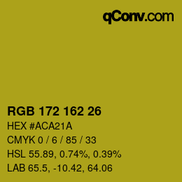 Color code: RGB 172 162 26 | qconv.com