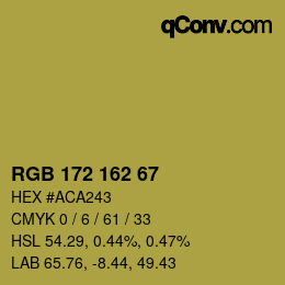 カラーコード: RGB 172 162 67 | qconv.com