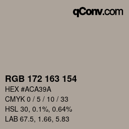カラーコード: RGB 172 163 154 | qconv.com