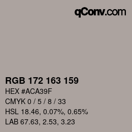 Color code: RGB 172 163 159 | qconv.com
