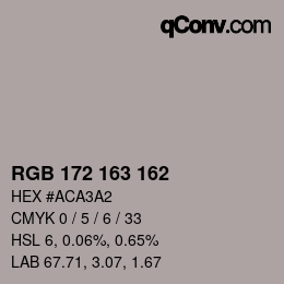 Color code: RGB 172 163 162 | qconv.com