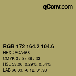 カラーコード: RGB 172 164.2 104.6 | qconv.com