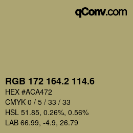 カラーコード: RGB 172 164.2 114.6 | qconv.com