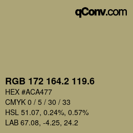 カラーコード: RGB 172 164.2 119.6 | qconv.com