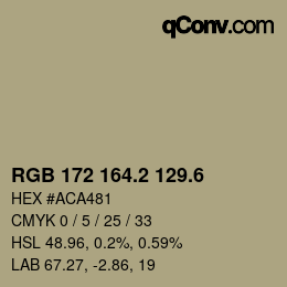 カラーコード: RGB 172 164.2 129.6 | qconv.com