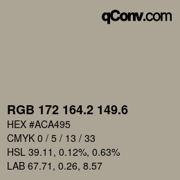 カラーコード: RGB 172 164.2 149.6 | qconv.com