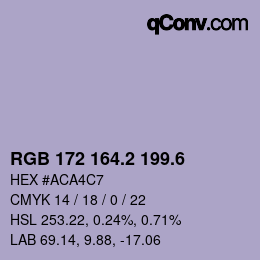 カラーコード: RGB 172 164.2 199.6 | qconv.com