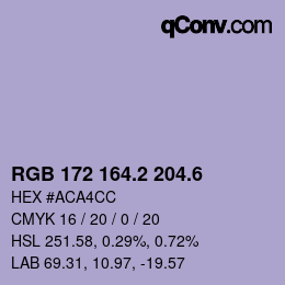 カラーコード: RGB 172 164.2 204.6 | qconv.com