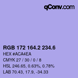 カラーコード: RGB 172 164.2 234.6 | qconv.com