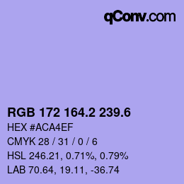 カラーコード: RGB 172 164.2 239.6 | qconv.com