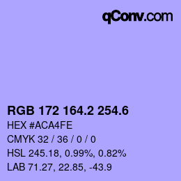 カラーコード: RGB 172 164.2 254.6 | qconv.com
