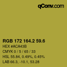 カラーコード: RGB 172 164.2 59.6 | qconv.com