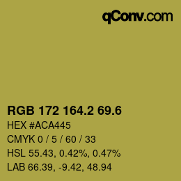 カラーコード: RGB 172 164.2 69.6 | qconv.com