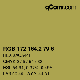 カラーコード: RGB 172 164.2 79.6 | qconv.com