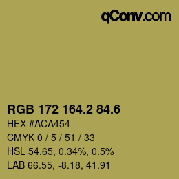 カラーコード: RGB 172 164.2 84.6 | qconv.com