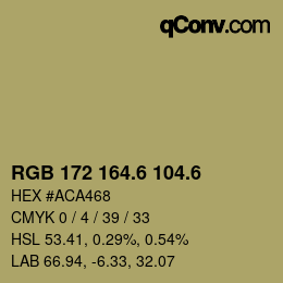 カラーコード: RGB 172 164.6 104.6 | qconv.com