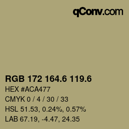 カラーコード: RGB 172 164.6 119.6 | qconv.com