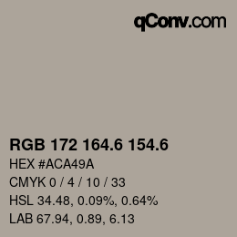 カラーコード: RGB 172 164.6 154.6 | qconv.com
