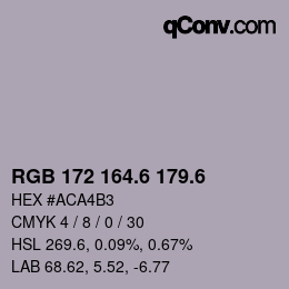 カラーコード: RGB 172 164.6 179.6 | qconv.com