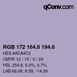 カラーコード: RGB 172 164.6 194.6 | qconv.com