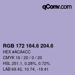 カラーコード: RGB 172 164.6 204.6 | qconv.com