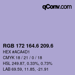 カラーコード: RGB 172 164.6 209.6 | qconv.com