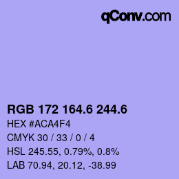 カラーコード: RGB 172 164.6 244.6 | qconv.com