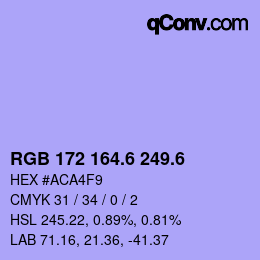 カラーコード: RGB 172 164.6 249.6 | qconv.com